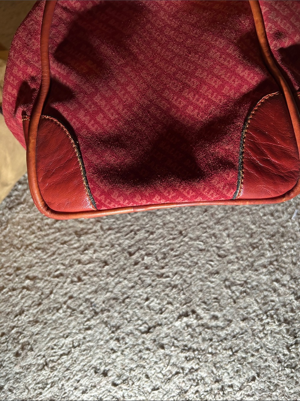 Bally Red Monogram Travel Duffel with Leather Trim - Picture 4 of 11